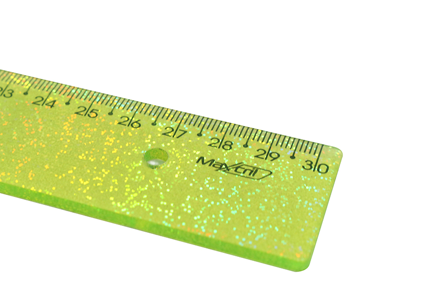 REGLA DE 30 CM NEW LINE HOLOGRAPHIC GLITTER AMARILLO